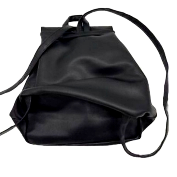 Victoria's Secret Solid Black Faux Pebble Leather Drawstring Backpack Bag - Picture 15 of 16